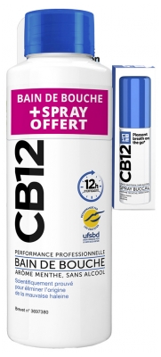 CB12 Bain de Bouche 500 ml + Spray Buccal Sans Alcool Menthe 15 ml Offert