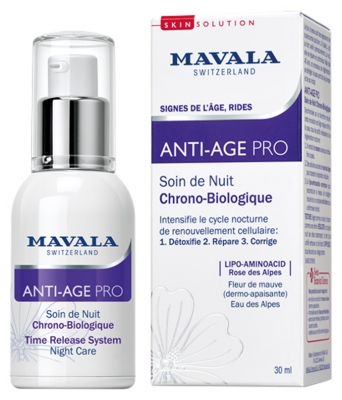Mavala SkinSolution Pretnovecošanās Pro Hrono-Bioloģiskais Nakts Kopšanas Līdzeklis 30 ml
