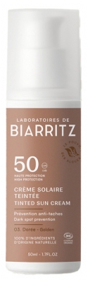 Laboratoires de Biarritz Alga Maris Crème Solaire Teintée Visage SPF50 Bio 50 ml - Teinte : Dorée
