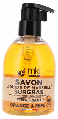 MKL Green Nature Savon Liquide de Marseille Surgras Orange & Miel 300 ml
