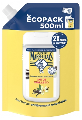 Le Petit Marseillais Crème de Douche Extra Douce Lait de Vanille Bio Éco-Recharge 500 ml