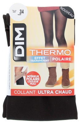 DIM Collant Polaire Thermo Effet Transparent Noir 1 Paire - Taille : 3/4