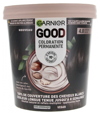 Garnier Good Coloration Permanente Sans Ammoniaque 160 ml - Coloration : 4.0 Châtain Cacao