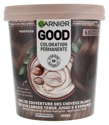 Garnier Good Coloration Permanente Sans Ammoniaque 160 ml - Coloration : 6.0 Châtain Très Clair Mocaccino