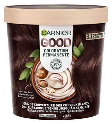 Garnier Good Coloration Permanente Sans Ammoniaque 160 ml - Coloration : 3.12 Châtain Foncé Myrtille