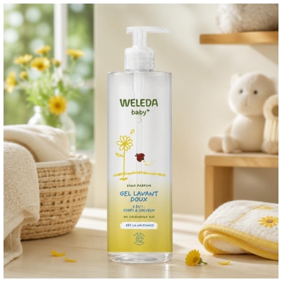 Weleda Gel de Spălare Blând pentru Bebeluși cu Gălbenele 2în1 Fără Parfum 400 ml