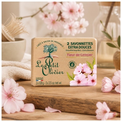 Le Petit Olivier Jaboncillos Extra Suaves Flor de Cerezo 2 x 100 g