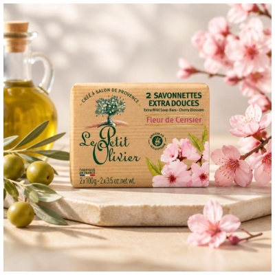 Le Petit Olivier Jaboncillos Extra Suaves Flor de Cerezo 2 x 100 g
