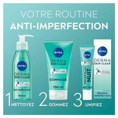 Nivea Derma Skin Clear Soin Exfoliant Quotidien Nuit Peaux à Imperfections 40 ml