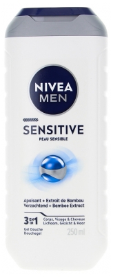 Nivea Gel de Ducha Sensitive 3 en 1 Para Cuerpo, Rostro y Cabello 250 ml