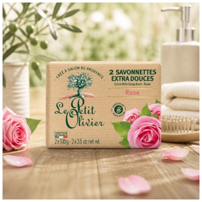 Le Petit Olivier Savonnettes Extra Douces Rose 2 x 100 g