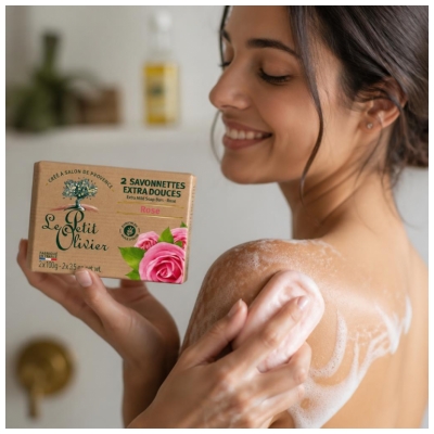 Le Petit Olivier Savonnettes Extra Douces Rose 2 x 100 g