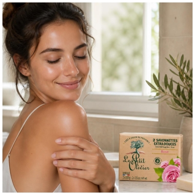 Le Petit Olivier Savonnettes Extra Douces Rose 2 x 100 g