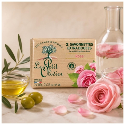 Le Petit Olivier Savonnettes Extra Douces Rose 2 x 100 g