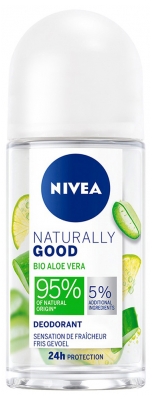 Deodorant Nivea Naturally Good Protecție 24H cu Aloe Vera Bio Roll-On 50 ml