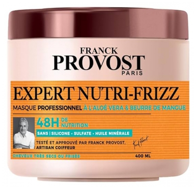 Franck Provost Expert Nutri-Frizz Masque Professionnel Cheveux Très Secs ou Frisés 48H 400 ml