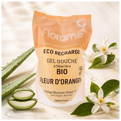 Florame Økologisk Øko-Genopfyldning Shower Gel Appelsinblomst 700 ml