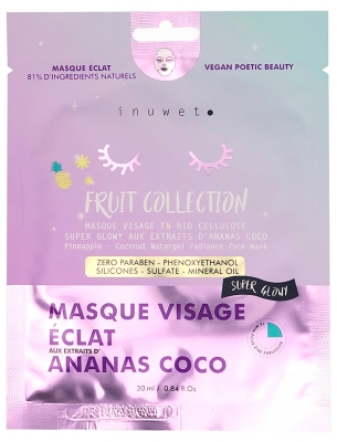Inuwet Fruit Collection Masque Visage Éclat Ananas Coco 30 ml