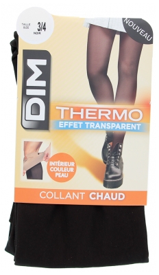 DIM Collant Thermo Effet Transparent Noir 1 Paire - Taille : 3/4