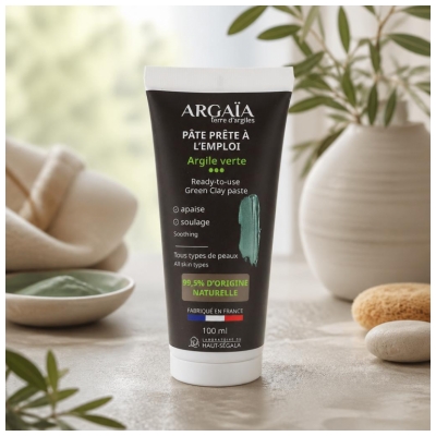 Argaïa Pasta, pripravljena za uporabo, Zelena Glina 100 ml