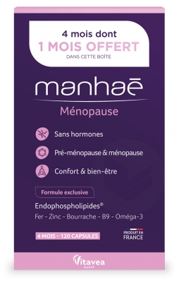 Vitavea Manhaé Menopauzė 120 kapsulių su 1 mėnesiu dovanų