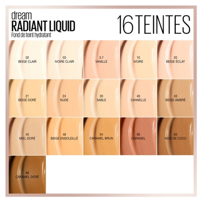 Maybelline New York Dream Radiant Liquid Fond de Teint Hydratant 30 ml - Teinte : 10 Ivoire