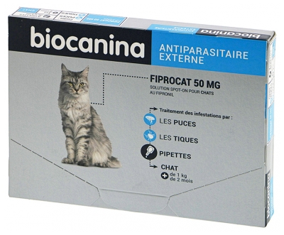 Biocanina Fiprocat 50 mg Solution Spot-On Chats 3 Pipettes de 0,5 ml