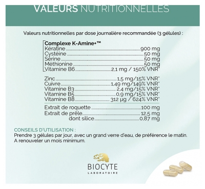 Biocyte Keratine Forte 900 mg Boost 60 Gélules
