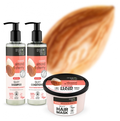 Organic Shop Après-Shampoing Naturel Protection et Intensité Couleur Amande et Cerise 280 ml