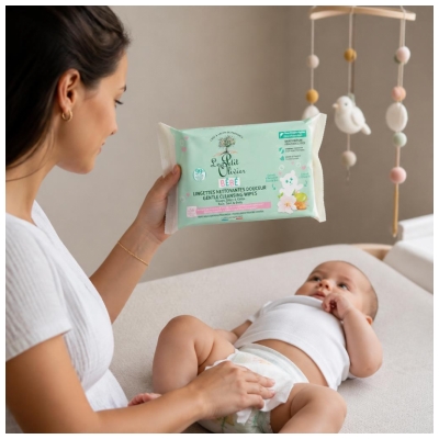 Le Petit Olivier Bébé 56 Gentle Cleansing Wipes Face Diaper Area & Body