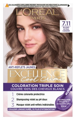 L'Oréal Paris Excellence Cool Crème Coloration Triple Soin 192 ml - Coloration : 7.11 Blond Ultra Cendré