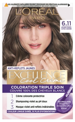 L'Oréal Paris Excellence Cool Crème Coloration Triple Soin 192 ml - Coloration : 6.11 Blond Foncé Ultra Cendré