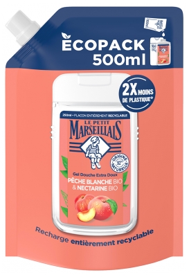 Le Petit Marseillais Gel Douche Extra Doux Pêche Blanche et Nectarine Bio Éco-Recharge 500 ml