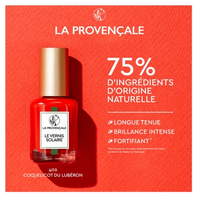 La Provençale Bio Le Vernis Solaire 13 ml - Couleur : 402 Coquelicot du Lubéron