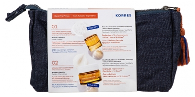 Korres Melnais Ozols Primus Izlīdzinošs Dienas Krēms 40 ml + Jaunības Aktivizējošs Serums 15 ml Dāvanā