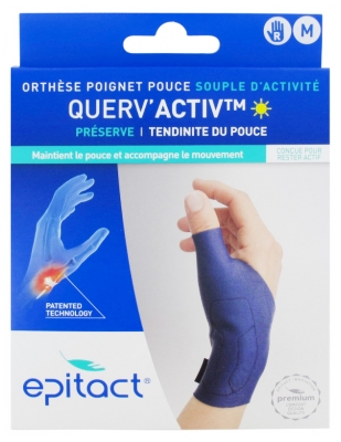 Órtese de Pulso e Polegar Flexível de Atividade Direita Querv'Activ da Epitact - Tamanho: M