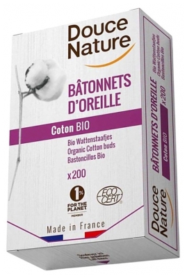 Douce Nature Bâtonnets d'Oreille Coton Bio 200 Unités