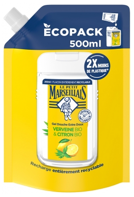 Le Petit Marseillais Gel Douche Extra Doux Verveine Bio & Citron Éco-Recharge Bio 500 ml
