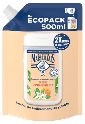 Le Petit Marseillais Crème de Douche Extra Douce Fleur d'Oranger Éco-Recharge Bio 500 ml