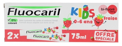 Fluocaril Kids Pasta de Dentes Bi-Fluorada 0-6 Anos Pack de 2 x 75 ml