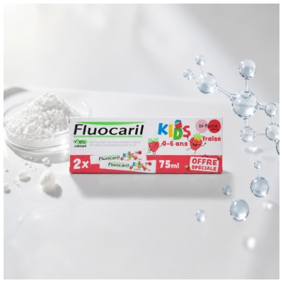 Fluocaril Kids Zahnpasta Bi-Fluored 0-6 Jahre Packung mit 2 x 75 ml