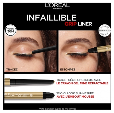 L'Oréal Paris Infaillible Grip Liner Gel Automatic Eyeliner 1,4 g - Couleur : 014 Soft Gold
