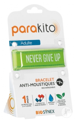 Parakito Bracelet Anti-Moustiques Rechargeable Adulte - Modèle : Good Vibes Vert