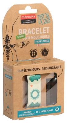 Manouka Bracciale Repellente per Zanzare Junior + Ricarica da 6 ml - Modello: Dinosauri