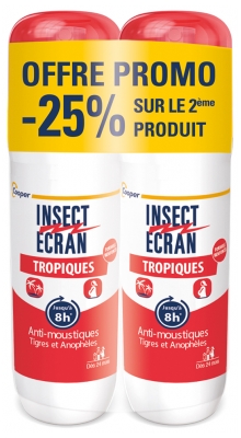Insect Ecran Anti-Moustiques Spray Répulsif Peau Spécial Tropiques Lot de 2 x 75 ml