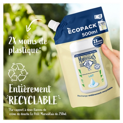 Le Petit Marseillais Crème de Douche Extra Douce Lait Éco-Recharge 500 ml