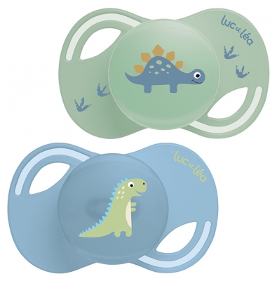 Colecția Luc et Léa 2 Suzete Anatomice Tetină Extra-Subțire 6-18 Luni - Model: Dinozauri