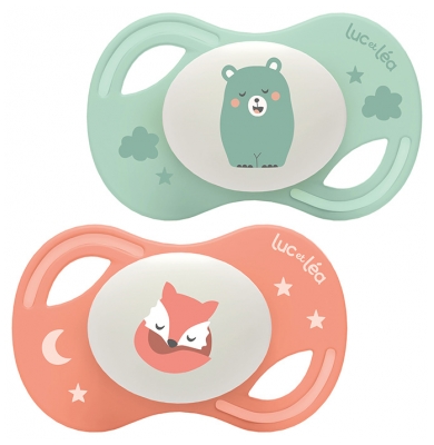 Colecția Luc et Léa Noapte 2 Suzete Anatomice cu Tetină Extra-Subțire 18 Luni și +
