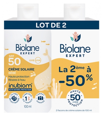 Biolane Expert Crème Solaire SPF50 Lot de 2 x 100 ml