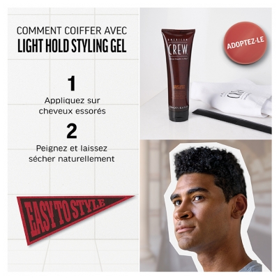 American Crew Light Hold Gel de Coiffage Fixation Souple 250 ml